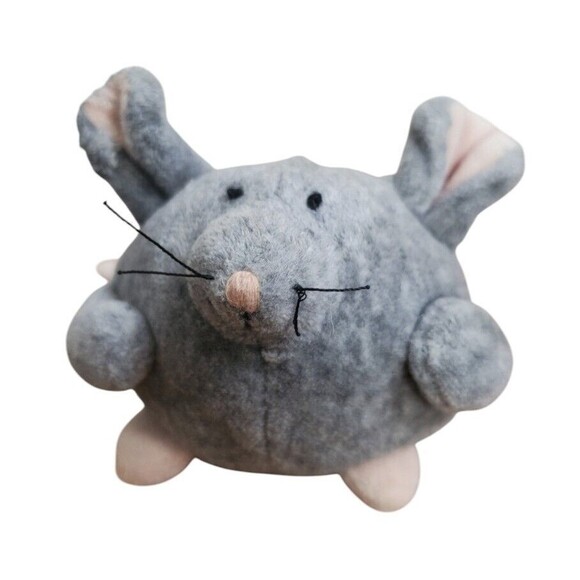 RARE Jellycat Tiny Ping Pong Mouse Mini Doormouse Plush Gray Pink Tail 2" - Picture 2 of 16